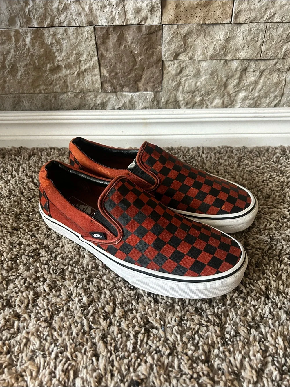 Vans Slip-On Leopard Print Checkerboard Canvas Shoes - Brown/Black